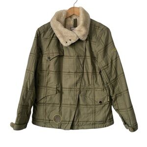 Burton Olive Green snowboard ski jacket faux fur trim size Small